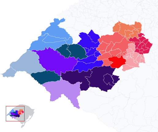 Mapa indicando as regiões de atendimento